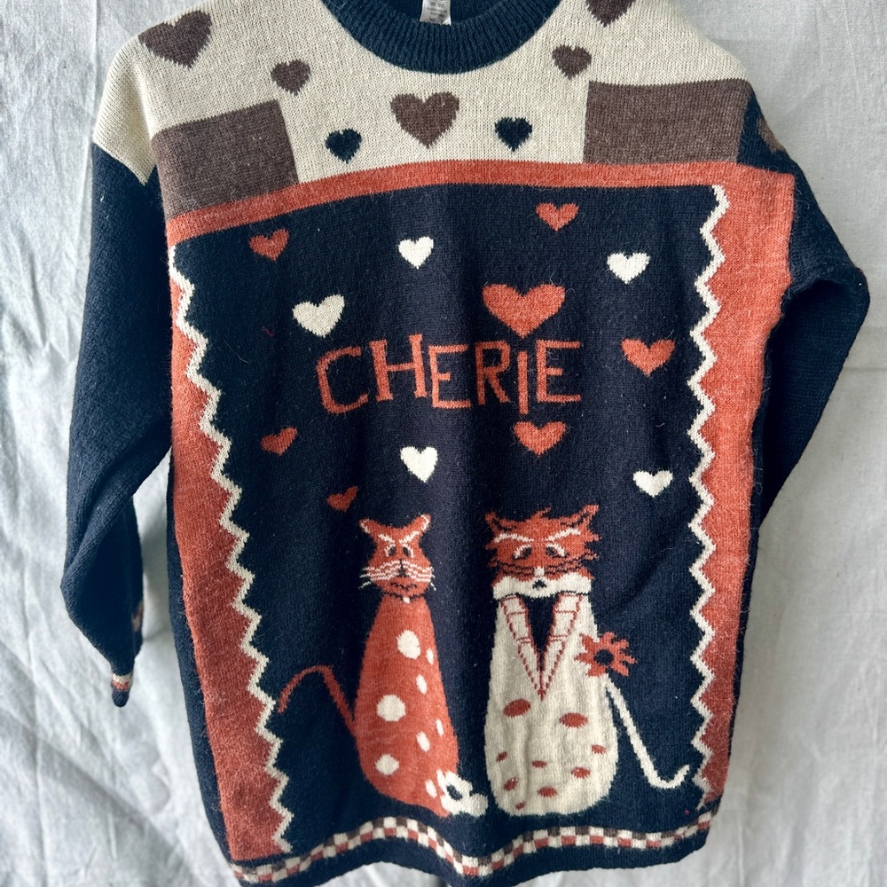 Vintage friendship cat sweater